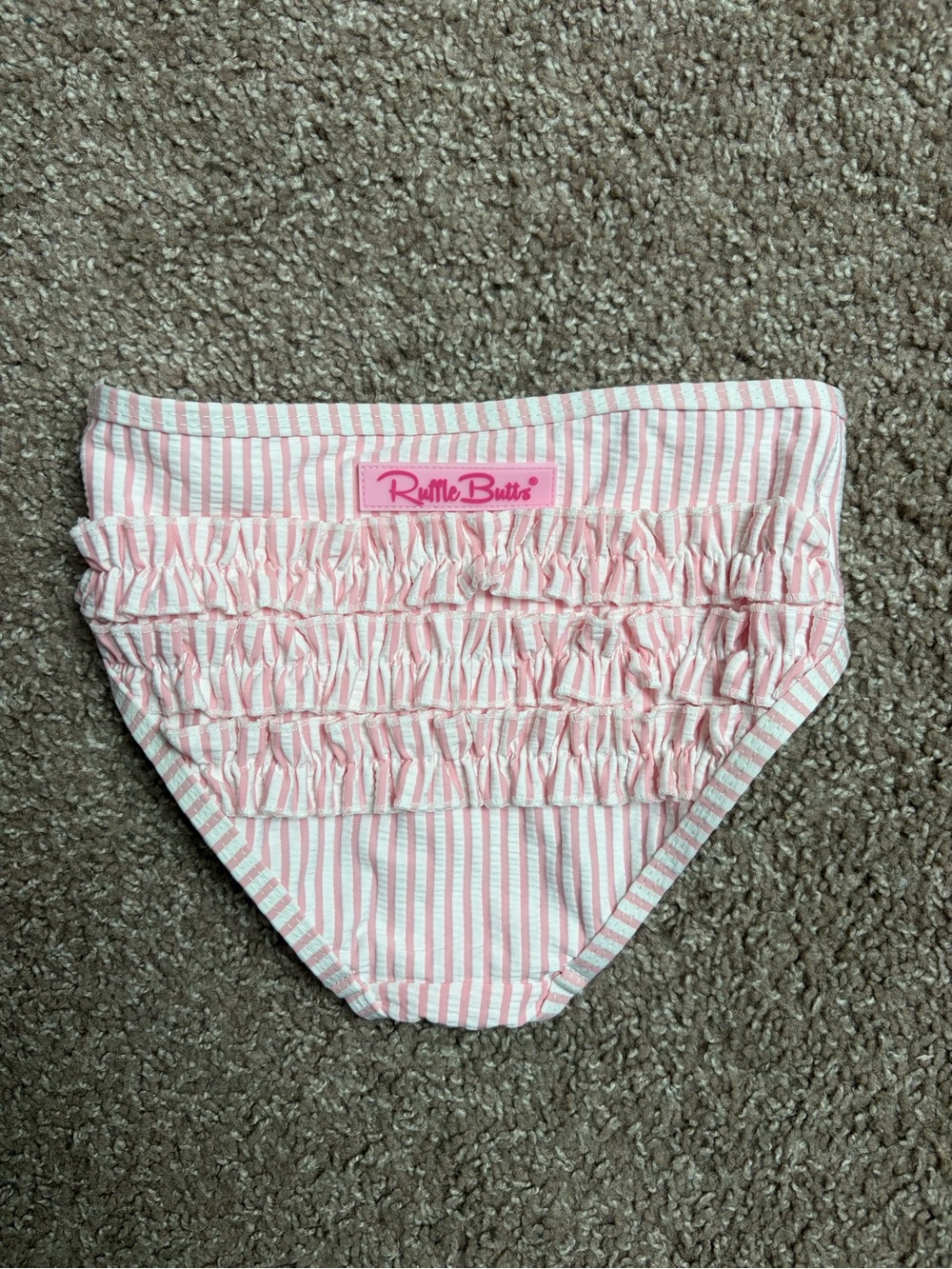 Ruffle Butts Pink Stripe Girls Ruffle Bikini Bottom size 4T